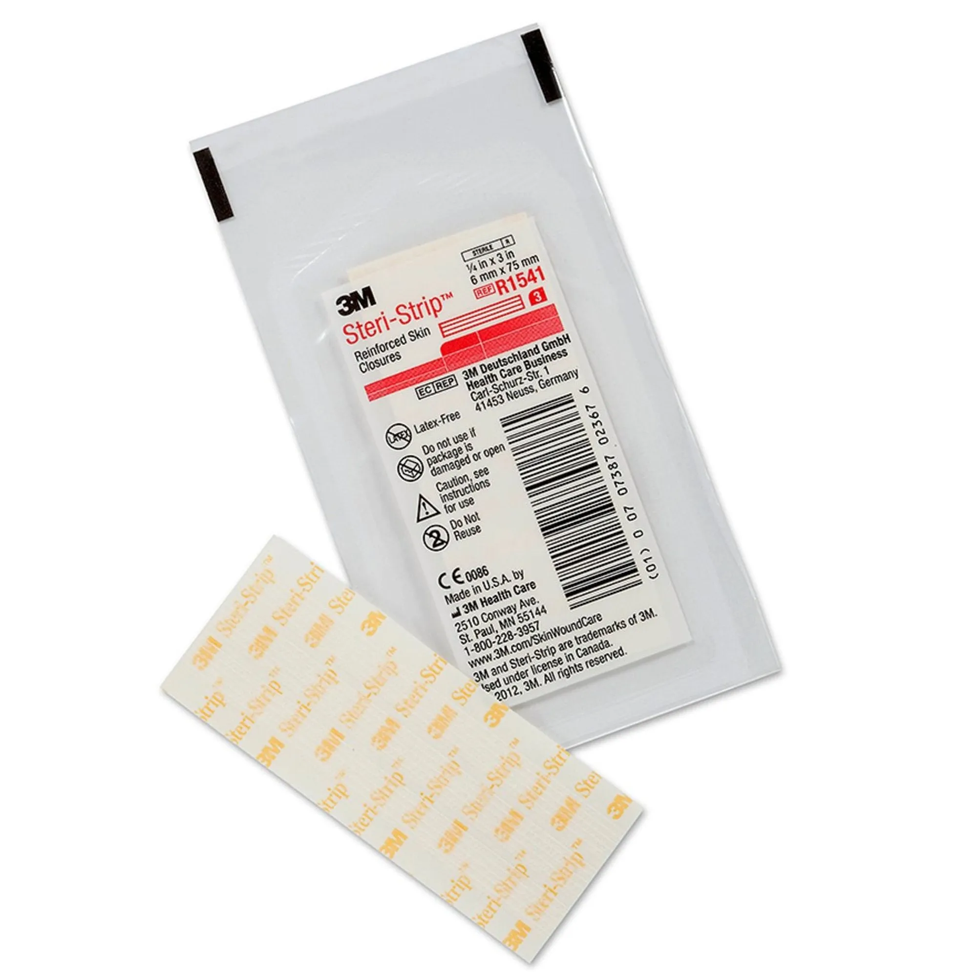 3M Steri-Strip Skin Closure Strips, Non-Woven, 1/4 inch X 3 Inch, Reinforced Strip, White, 1 Box of 50
