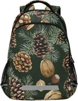 ALAZA Chestnuts Pines Green Backpack Girls Kids Backpacks Boys School Bookbag 3rd 4th 5th Grade Casual Daypack Laptop Shoulder Bag with Chest Strap