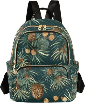 ALAZA Small Backpack Purse Chestnuts Pines Green Tropical Quilted Backpack for Women Teen Girls Fashion Daypack Ladies Bookbag Travel Work Daily Rucksack