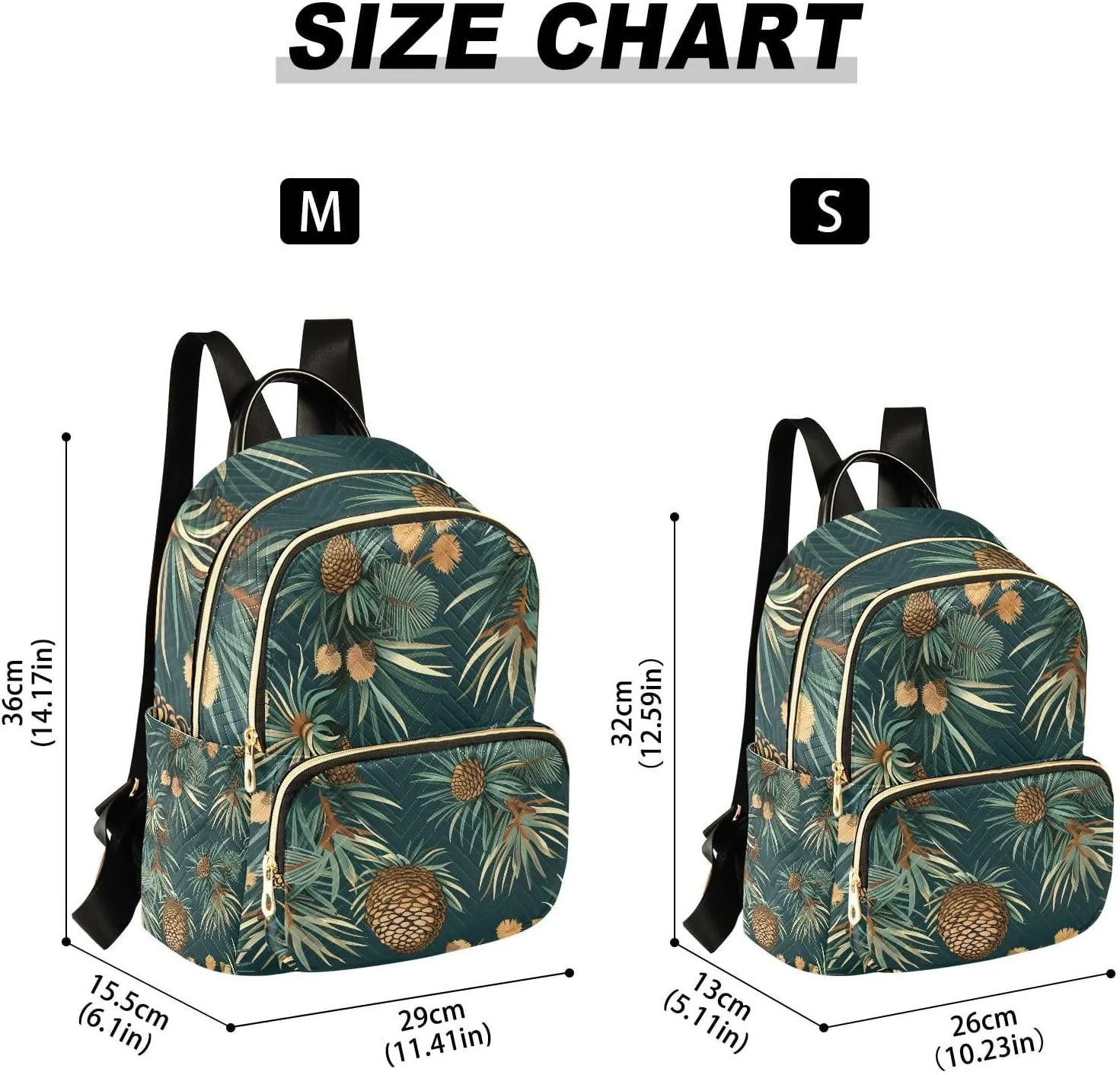 ALAZA Small Backpack Purse Chestnuts Pines Green Tropical Quilted Backpack for Women Teen Girls Fashion Daypack Ladies Bookbag Travel Work Daily Rucksack