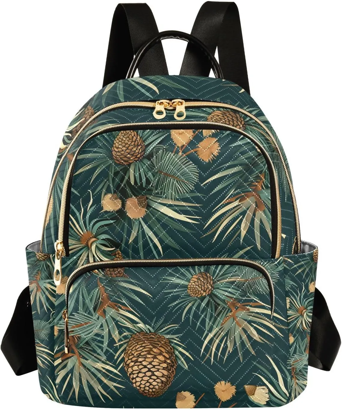 ALAZA Small Backpack Purse Chestnuts Pines Green Tropical Quilted Backpack for Women Teen Girls Fashion Daypack Ladies Bookbag Travel Work Daily Rucksack