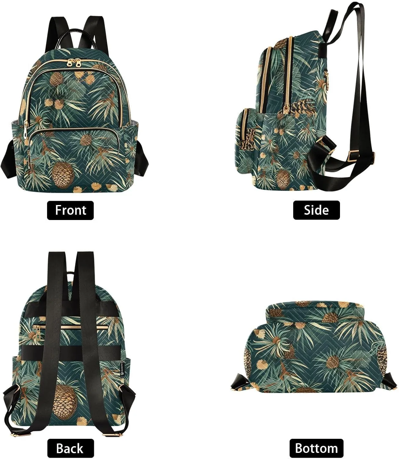 ALAZA Small Backpack Purse Chestnuts Pines Green Tropical Quilted Backpack for Women Teen Girls Fashion Daypack Ladies Bookbag Travel Work Daily Rucksack