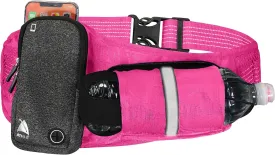 Athl Running Belt  Horizontal Water Bottle Pouch, Large Fanny Pack Pocket Fits All Phones and Wallet, Adjustable One Size Fits All Waist Band, Key Clip, 360 Reflective