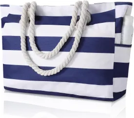 Beach Bags for Women - Large Beach Tote Bag Waterproof Sandproof with Zipper, Swiming Pool Bag Large Tote
