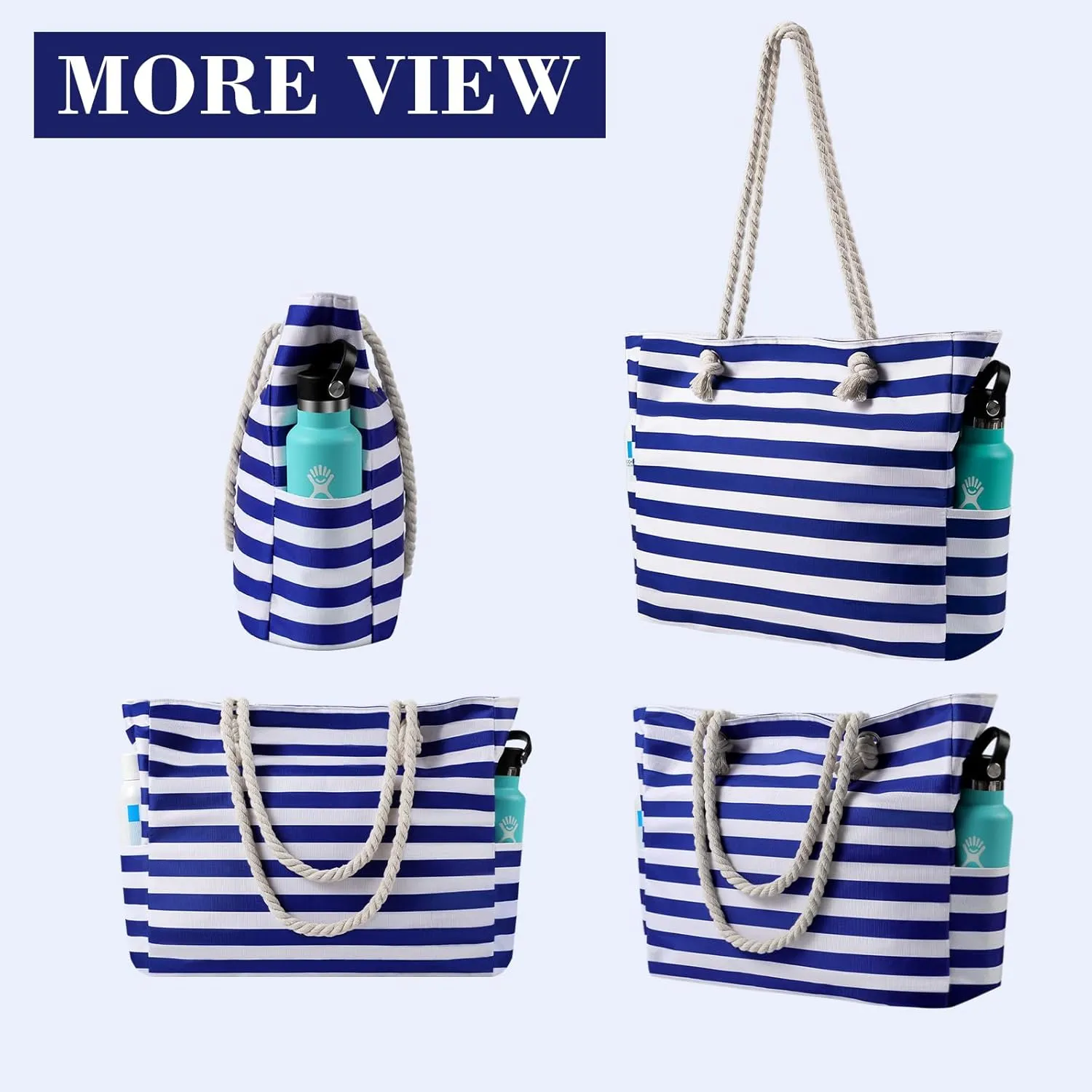 Beach Bags for Women - Large Beach Tote Bag Waterproof Sandproof with Zipper, Swiming Pool Bag Large Tote