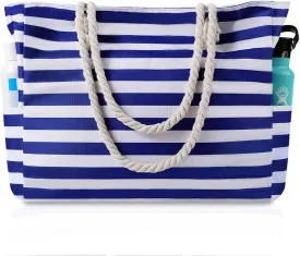 Beach Bags for Women - Large Beach Tote Bag Waterproof Sandproof with Zipper, Swiming Pool Bag Large Tote