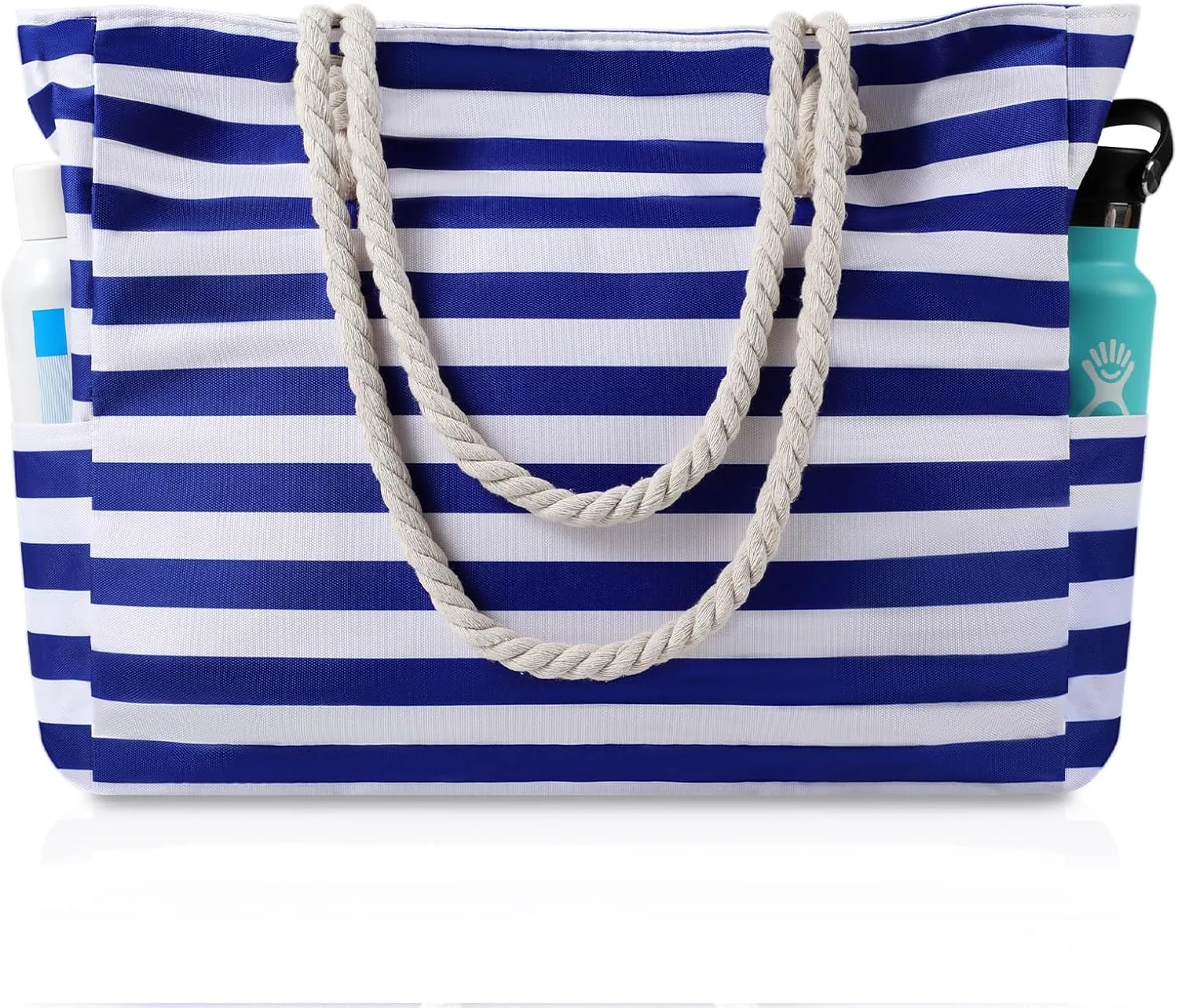 Beach Bags for Women - Large Beach Tote Bag Waterproof Sandproof with Zipper, Swiming Pool Bag Large Tote