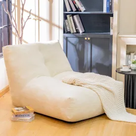 Bean Bag Chairs for Adults, Ergonomic Support Reading Floor Sofa Chair with Filler, Spacious Single Sofa, Comfy Cozy Beanbag Couch for Bedroom Apartment Living Room(Beige)