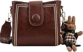 Bootara Bucket Bag, Bootara Women's Vintage Bunny Charm Bucket Bag with Adjustable Wider Shoulder Strap