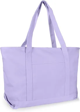 DALIX Womens 23" Deluxe 24 oz. Cotton Canvas Tote Bag Zippered in Lavender