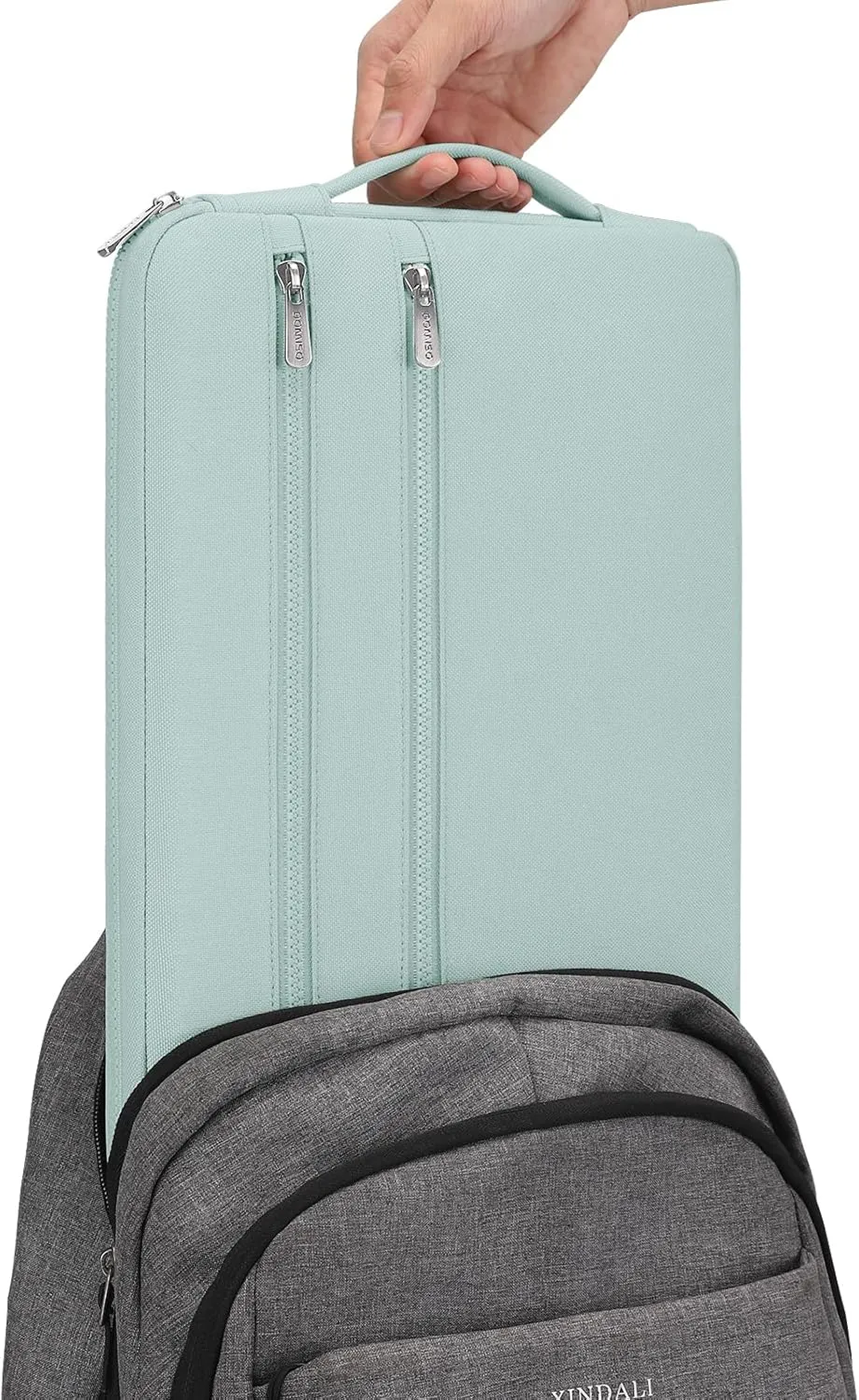 DOMISO 15.6 inch Laptop Sleeve Carring Case Cover with Handle Waterproof Shockproof Notebook Bag for 15.6" HP Dell, Mint Green