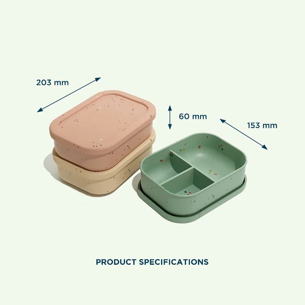 Earthware No-Tox Silicone Bento Lunch Box - 3 Compartments (715ml)