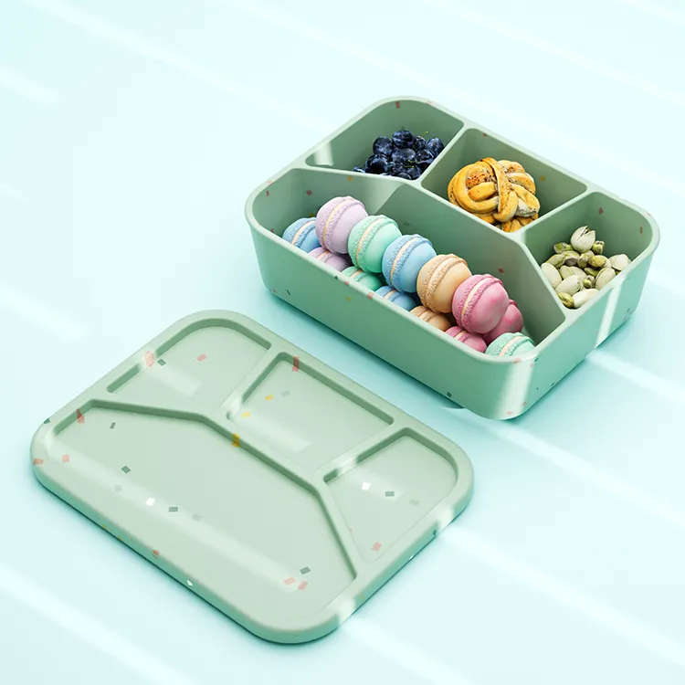 Earthware No-Tox Silicone Bento Lunch Box - 4 Compartments (1.2L)