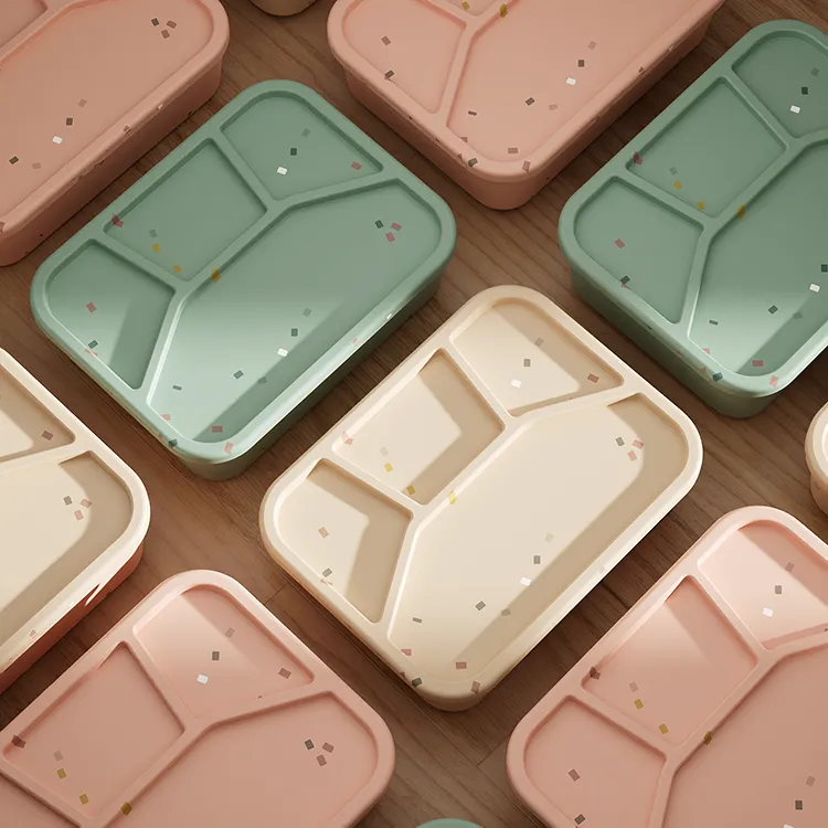 Earthware No-Tox Silicone Bento Lunch Box - 4 Compartments (1.2L)