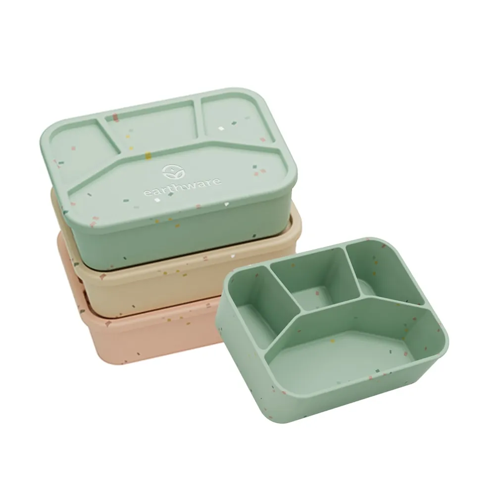 Earthware No-Tox Silicone Bento Lunch Box - 4 Compartments (1.2L)