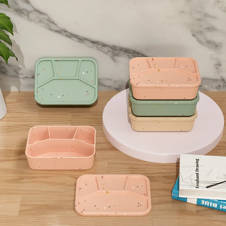 Earthware No-Tox Silicone Bento Lunch Box - 4 Compartments (1.2L)