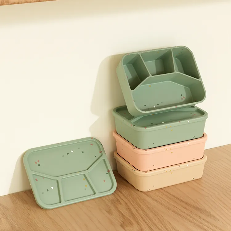 Earthware No-Tox Silicone Bento Lunch Box - 4 Compartments (1.2L)