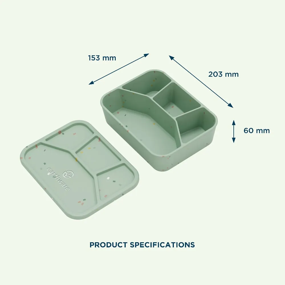 Earthware No-Tox Silicone Bento Lunch Box - 4 Compartments (1.2L)