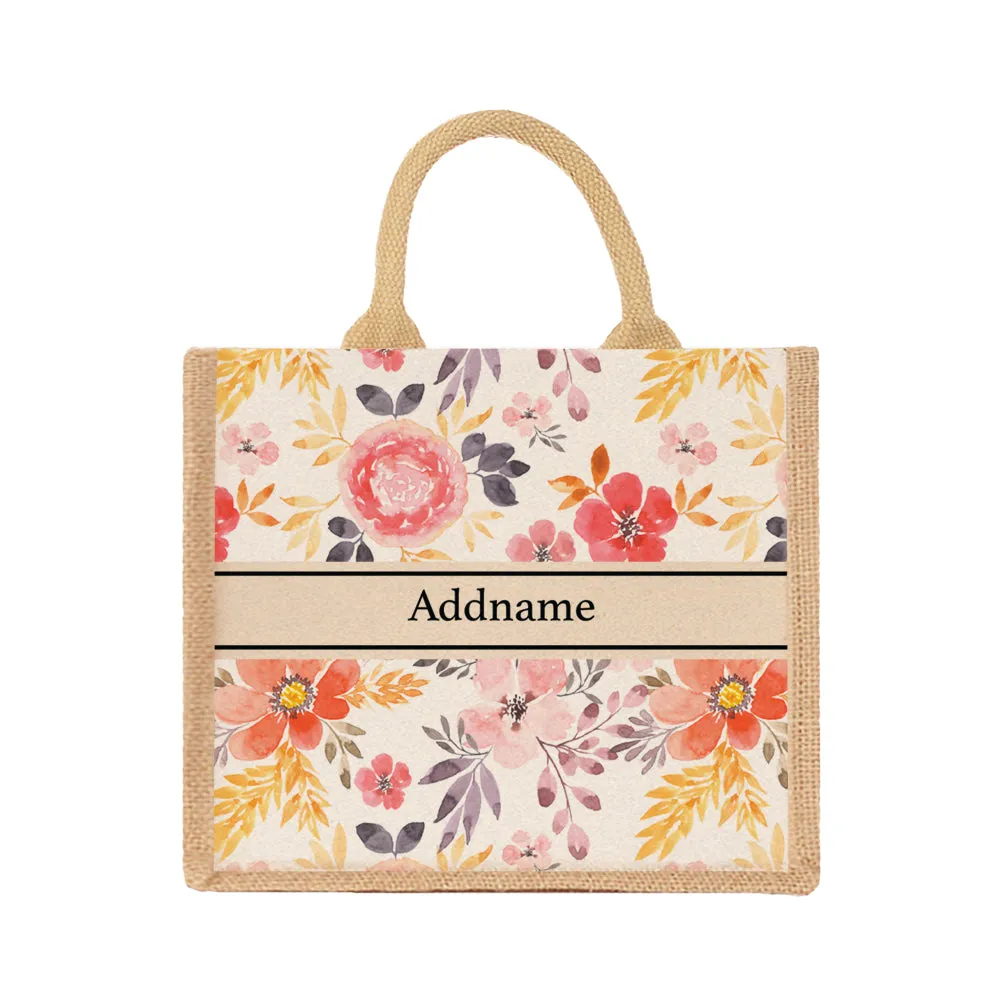 Flora Honey Jute Tote Bag