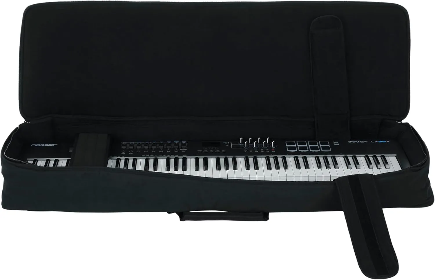 Gator Cases Slim Line 88-Note Padded Keyboard Gig Bag with Adjustable Interior Security Arms, Carry Handle, and Large Exterior Pocket, (GKB88SLIM)