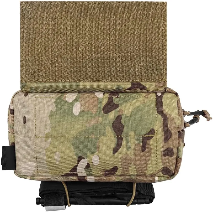 KRYDEX Tactical Drop Pouch Sub Abdominal Carrying Kit Bag Fanny Pack with Hook and Loop Panel for Vest Chest Rig (Camo)