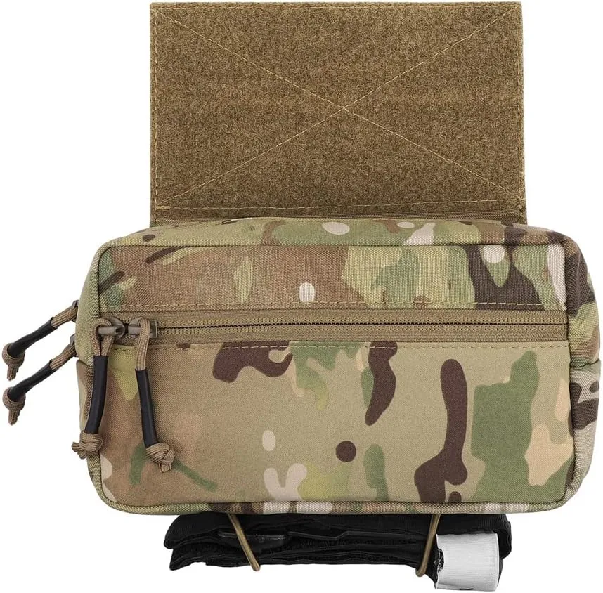 KRYDEX Tactical Drop Pouch Sub Abdominal Carrying Kit Bag Fanny Pack with Hook and Loop Panel for Vest Chest Rig (Camo)