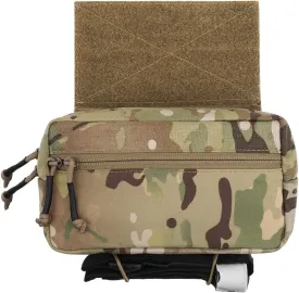 KRYDEX Tactical Drop Pouch Sub Abdominal Carrying Kit Bag Fanny Pack with Hook and Loop Panel for Vest Chest Rig (Camo)
