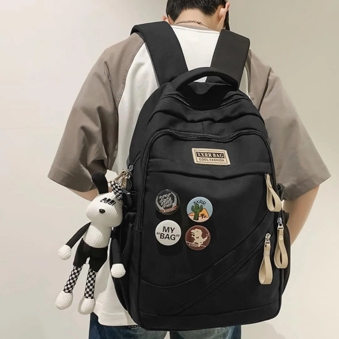 Large Capacity Backpack - Lightweight Nylon Outdoor Travel Bag with Ergonomic Design for Hiking, Camping, Travel (Black)