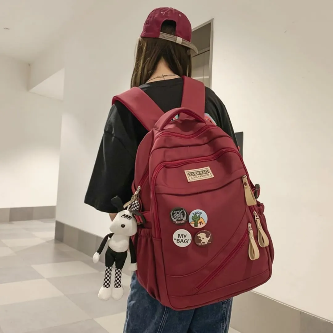 Large Capacity Backpack - Lightweight Nylon Outdoor Travel Bag with Ergonomic Design for Hiking, Camping, Travel (Red)