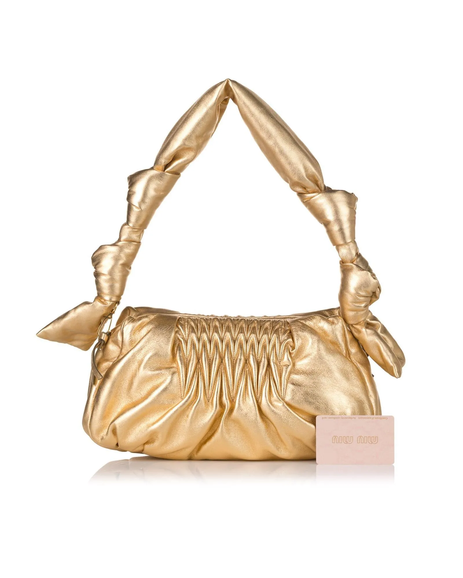 Leather Knot Shoulder Bag with Zip Closure and Interior Pocket