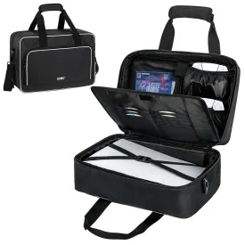 LEFORZ Carrying Case Compatible with PS5/PS5 Pro/PS4,17 Pockets Travel Storage Bag with Thick Padding Compatible with Playstation 5/PS5 Digital Edition,Controller,Game Discs,Charger & Accessories