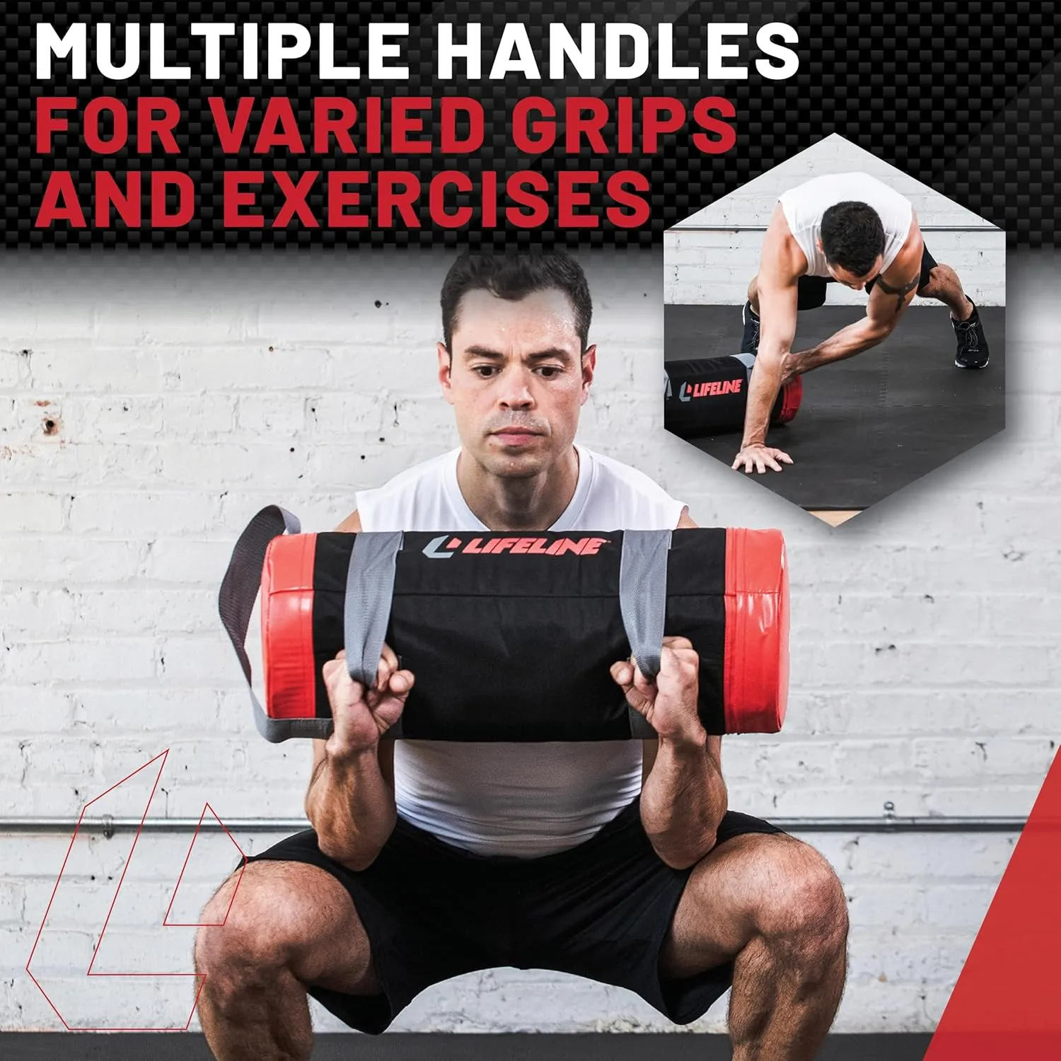 Lifeline Fitness Heavy Duty Combat Bag - Multiple Weight Options - Weighted Sandbag for Gym, Home, and Workout Equipment - Multiple Handles for Curl, Press, and Other Exercises
