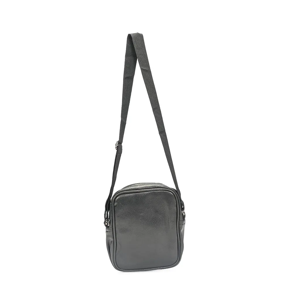 Men's Black Leather Crossbody Sling Bag