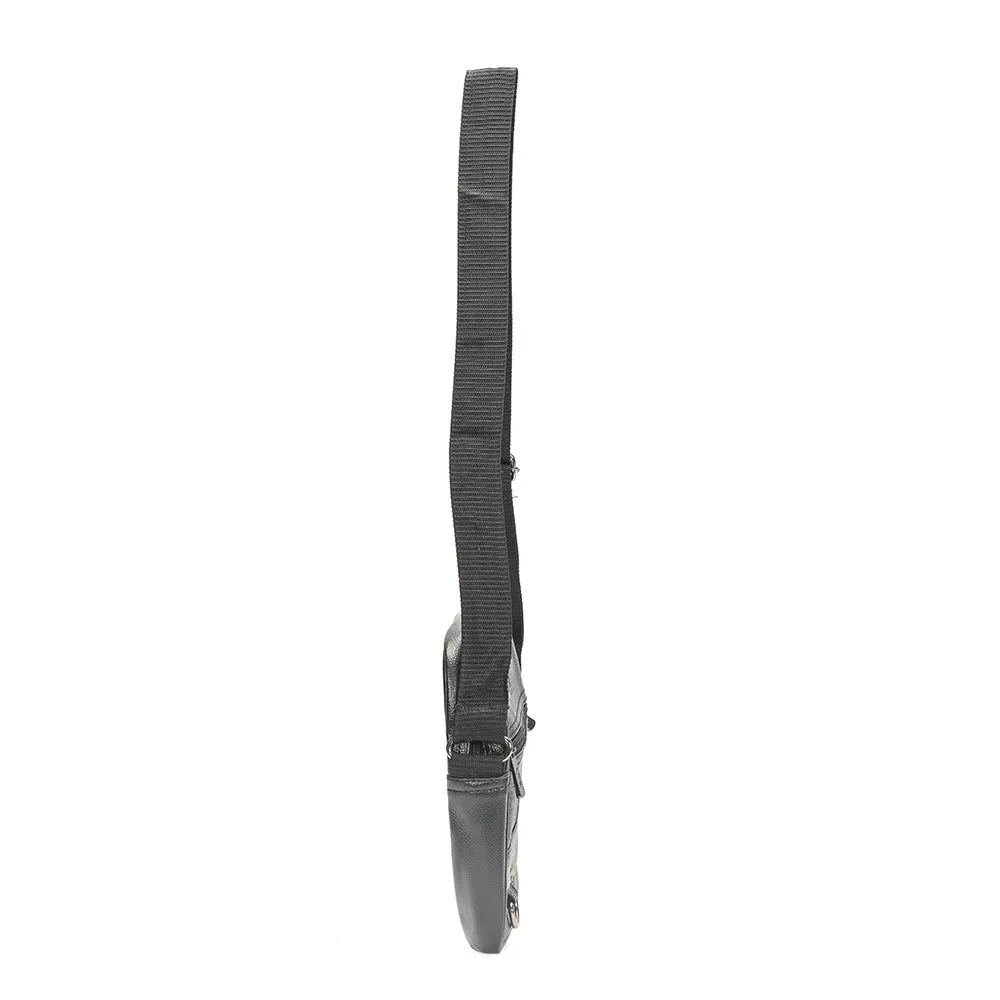 Men's Black Leather Crossbody Sling Bag
