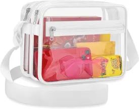 Mildbeer Clear Messenger Bag with 2 Compartments, Clear Crossbody Tote Bag for Stadium Events Concerts Festivals
