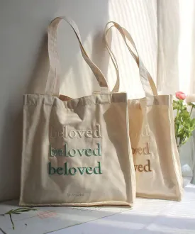 Minimalist Letter Embroidered Canvas Large Capacity Shoulder Bag SX1026