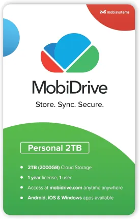 MobiDrive | 2T Personal Cloud Storage | Store, Sync, Secure and Share your Files | 1 User / 1 Year