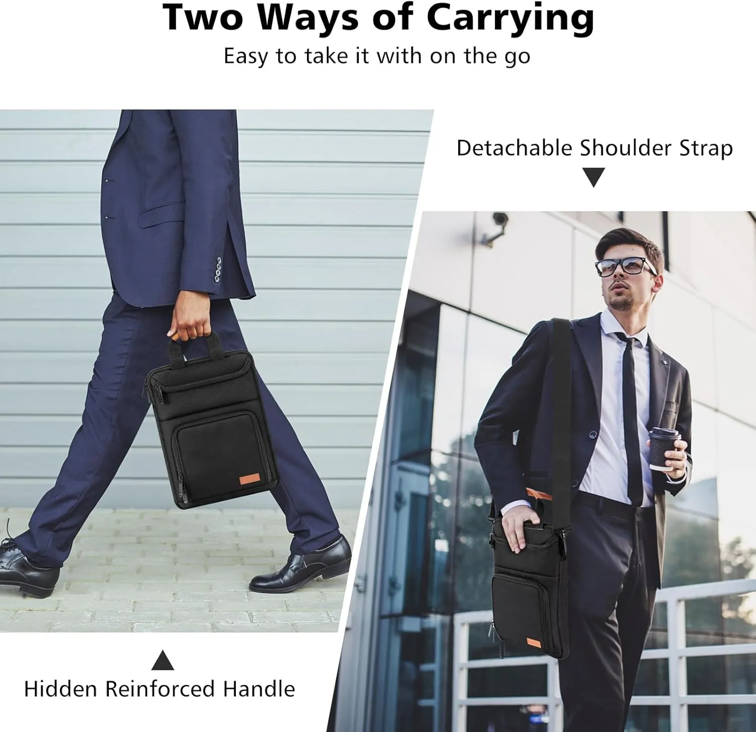 MoKo 12.9 Inch Tablet Sleeve Bag Carrying Case Fits 13 Inch New iPad Pro M4 & Air M2 2024, iPad Pro 12.9 inch M2&M1, Galaxy Tab S9/S8 Plus 12.4, with Shoulder Strap, Handle and Pockets, Black