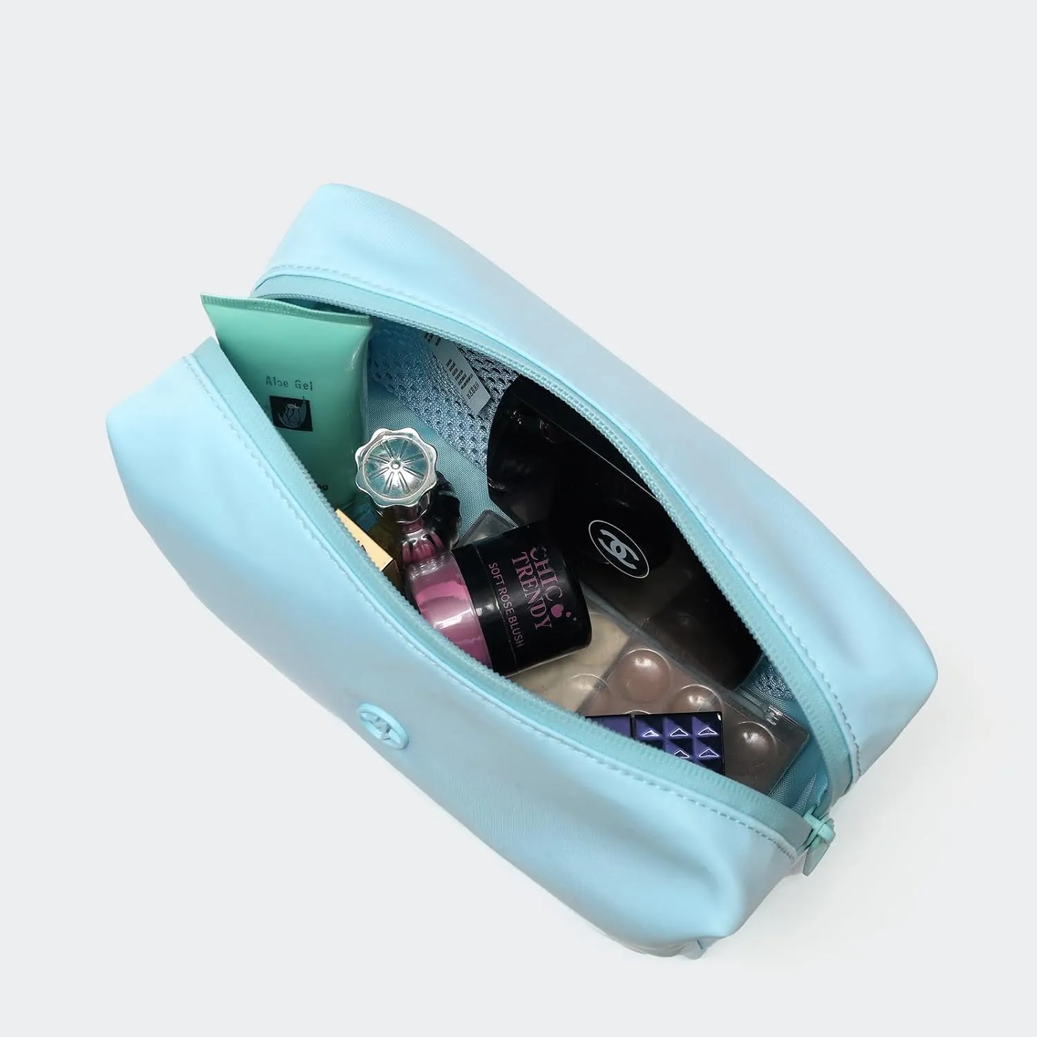 Pander Large Makeup Bag Waterproof Zipper Pouch Travel Cosmetic Organizer Case for Women. (PaleTurquoise)