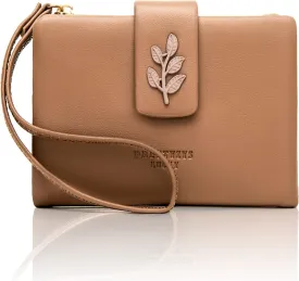 Prettyzys Small Bifold Wristlet Wallet for Women  Handmade, RFID Blocking Wallet Case with Credit Card Sleeves, Cash & Coin Storage Compartments  Mini Purse for Ladies, Teenage Girls - Coffee