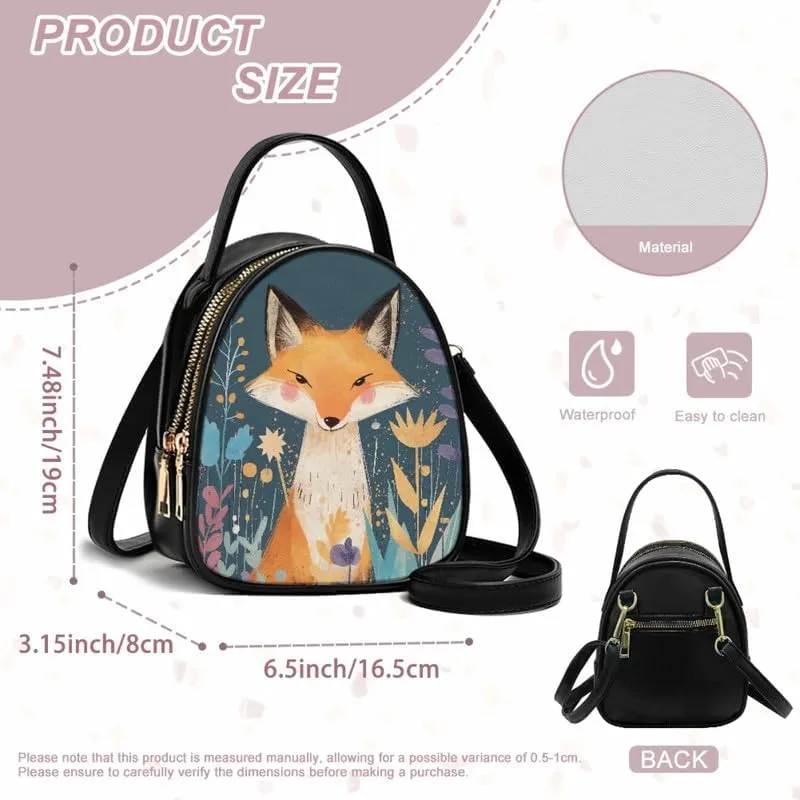 Small Crossbody Bags Women Zip Cell Phone Purse, Animal Floral Print PU Leather Shoulder Bag Top Handle Handbags