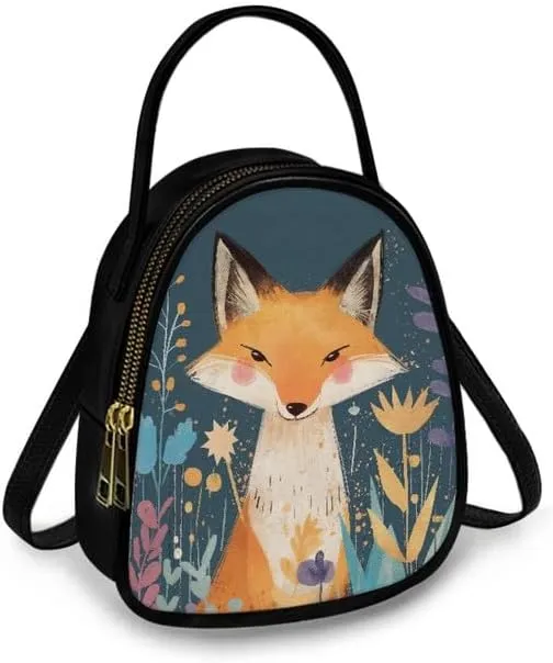 Small Crossbody Bags Women Zip Cell Phone Purse, Animal Floral Print PU Leather Shoulder Bag Top Handle Handbags