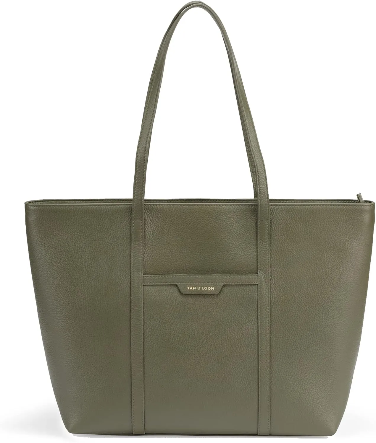 Tan & Loom Women's Genuine Leather Tote Bag | Long Handle Tote Bag (Large Olive)