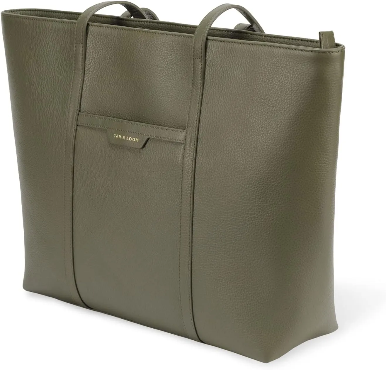 Tan & Loom Women's Genuine Leather Tote Bag | Long Handle Tote Bag (Large Olive)