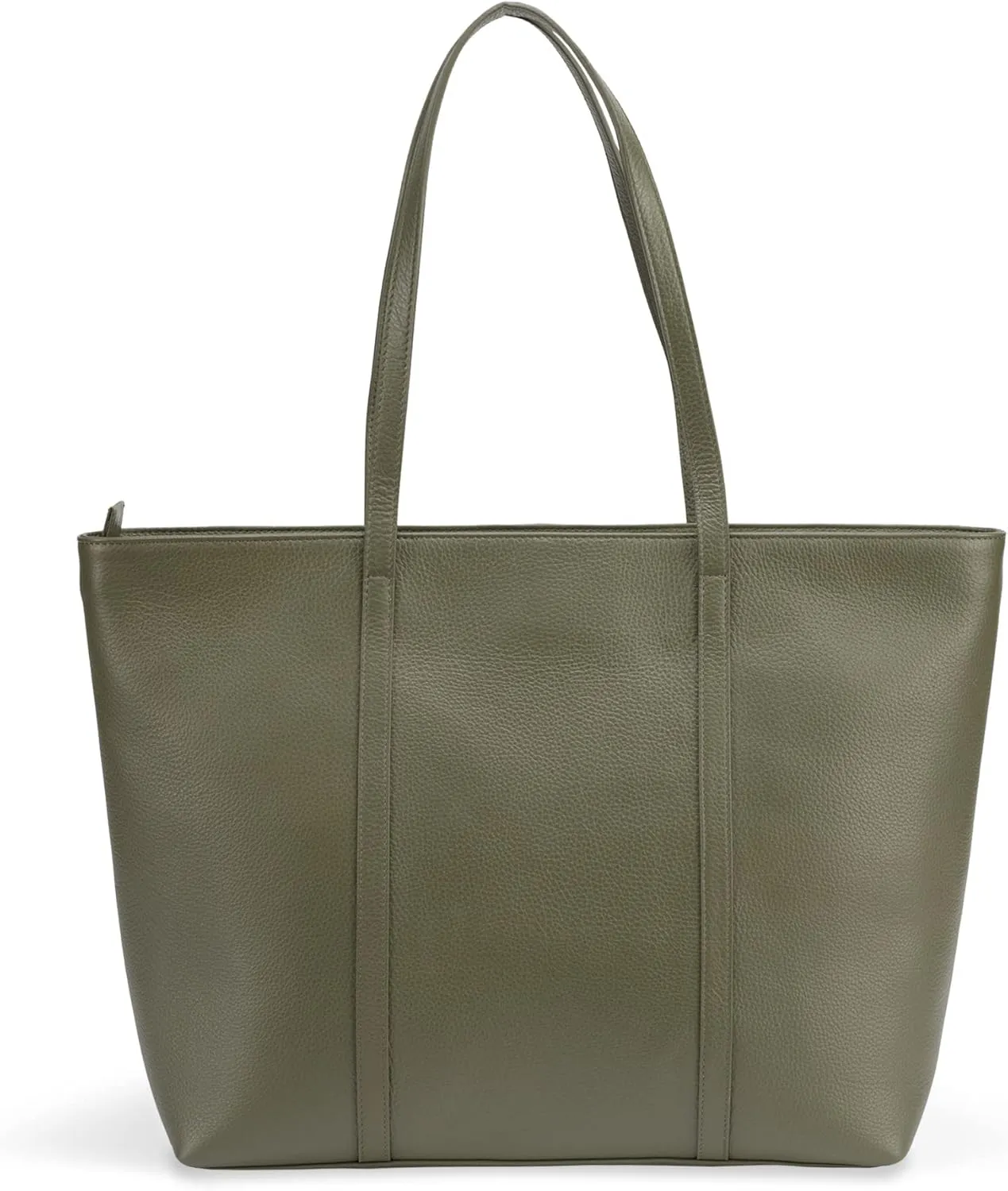 Tan & Loom Women's Genuine Leather Tote Bag | Long Handle Tote Bag (Large Olive)