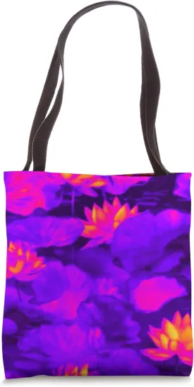 Vaporwave Lotus Pond Aesthetic Retro Japanese Inspired Tote Bag