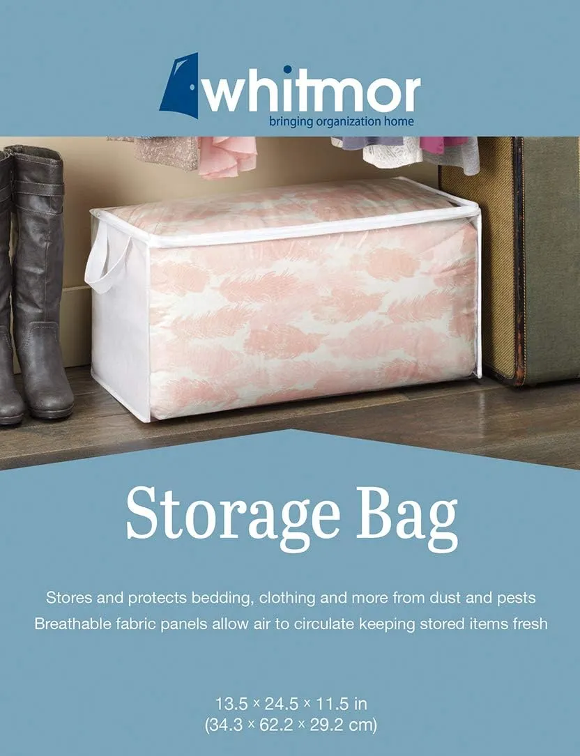 Whitmor 50L Foldable Clear Underbed Storage Bags, Thick Vinyl Closet Organizer with Reinforced Zipper & Handles, Sturdy Storage Containers for Clothes, Bedding, Toys, 13.5"L x 24.5"W x 11.5"H