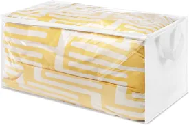 Whitmor 50L Foldable Clear Underbed Storage Bags, Thick Vinyl Closet Organizer with Reinforced Zipper & Handles, Sturdy Storage Containers for Clothes, Bedding, Toys, 13.5"L x 24.5"W x 11.5"H